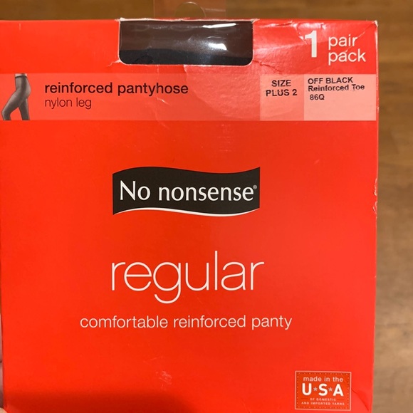 No Nonsense Pantyhose • Off Black • Reinforced Toe • Nylons • Size Plus 2 - Picture 9 of 10